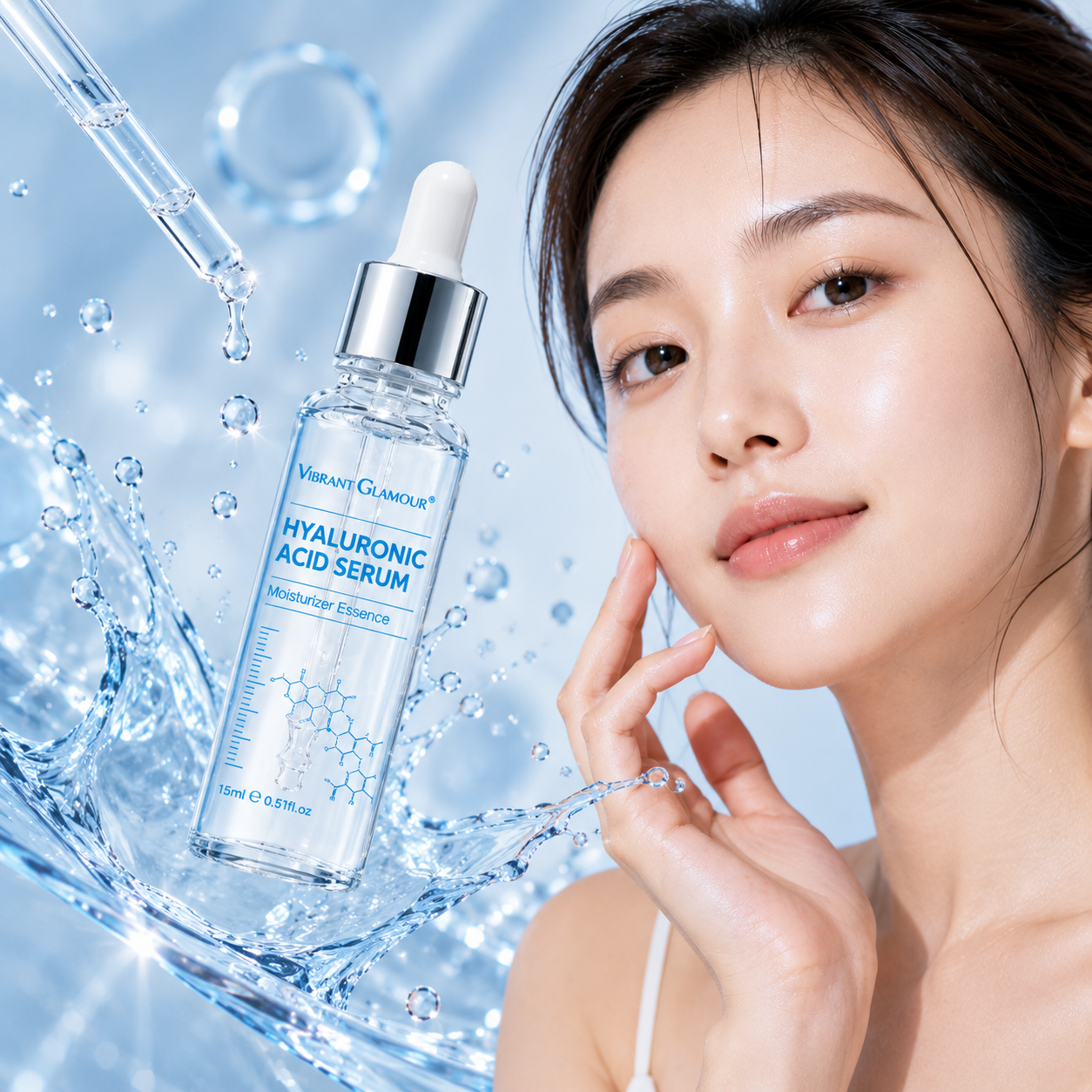 HydroGlow™ – Sérum de Ácido Hialurónico Hidratación Profunda