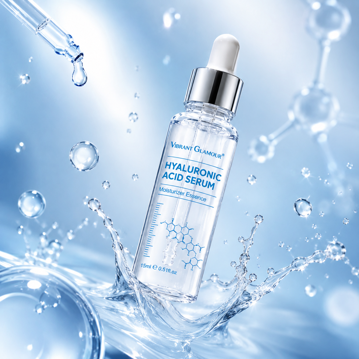 HydroGlow™ – Sérum de Ácido Hialurónico Hidratación Profunda